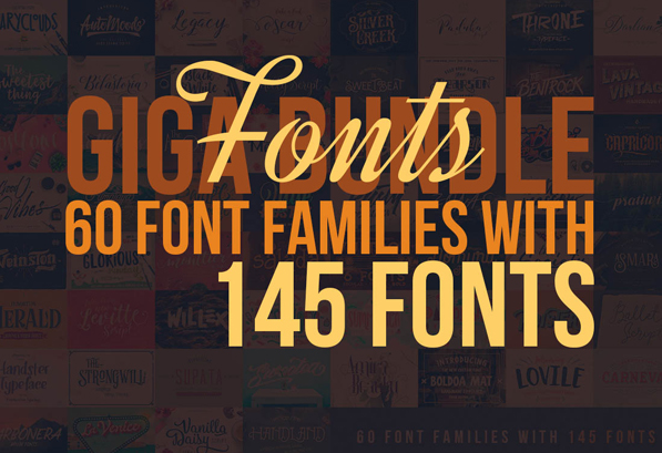 Custom Fonts – 60 Font Bundles with 145 Amazing Fonts