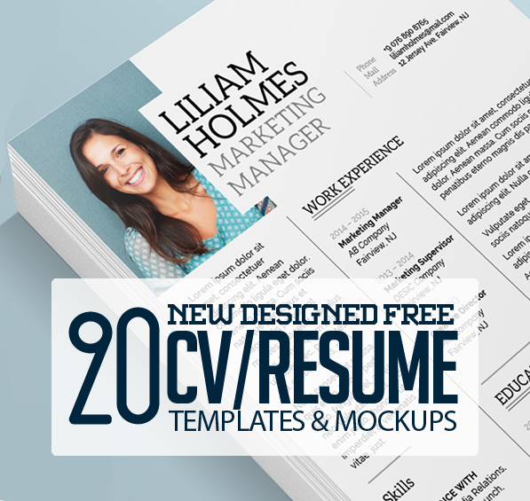20 Free CV / Resume Templates & PSD Mockups