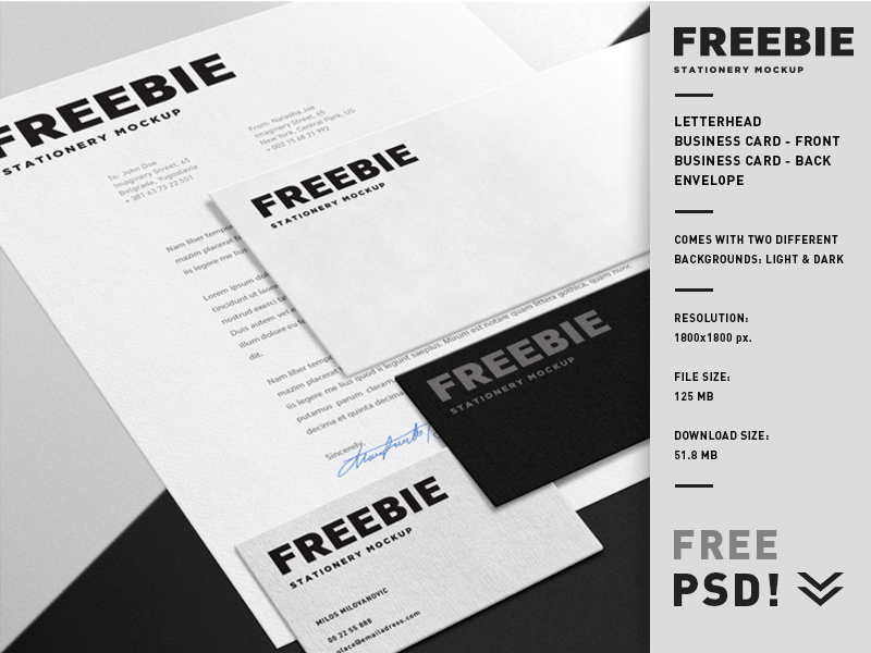 Free PSD Stationery Mockup