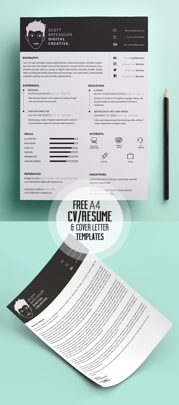 17 free clean modern cv    resume templates  psd