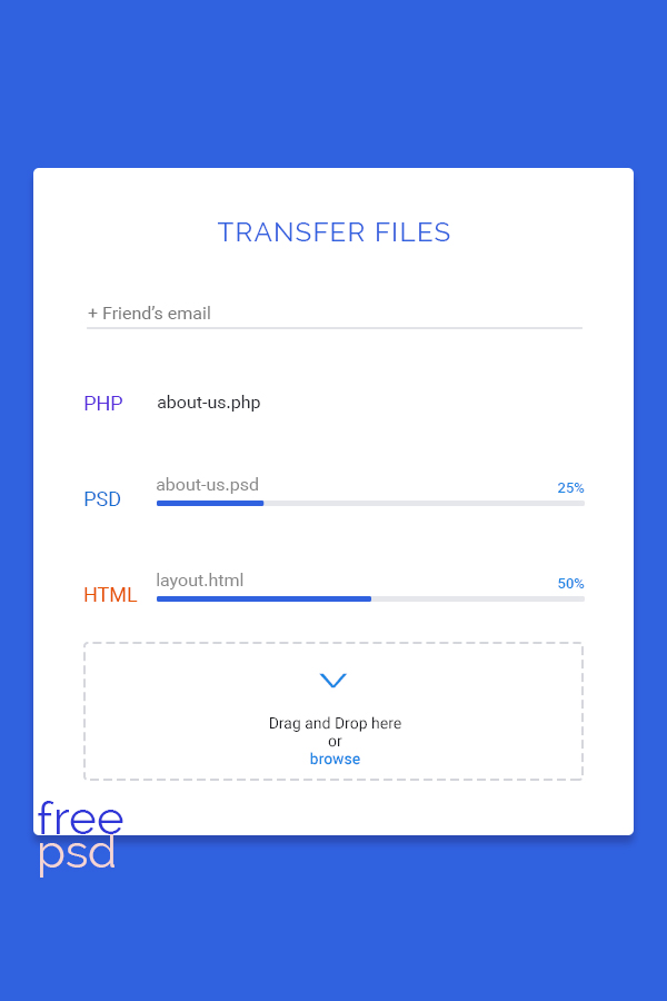 Free Transfer File UI Template PSD