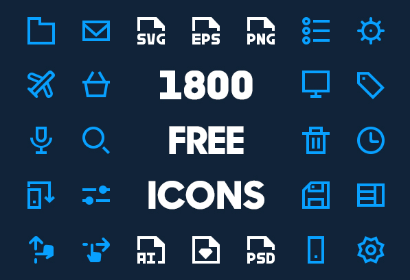 1800 Free Vector Icons for Web, iOS and Android UI Design