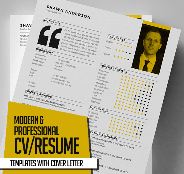 New Modern CV / Resume Templates with Cover Letter