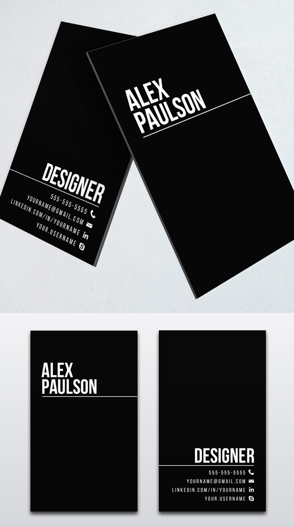 Minimal Black Business Card Design