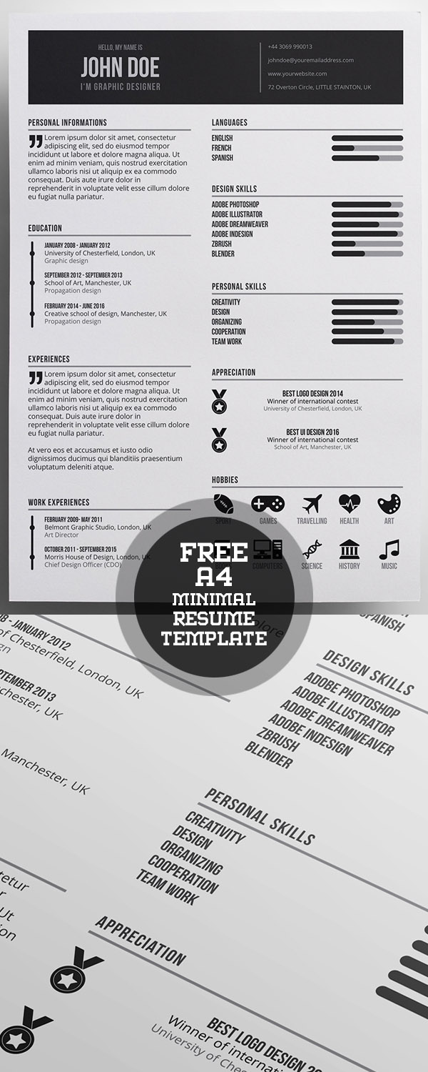 Free Minimal A4 Resume Template