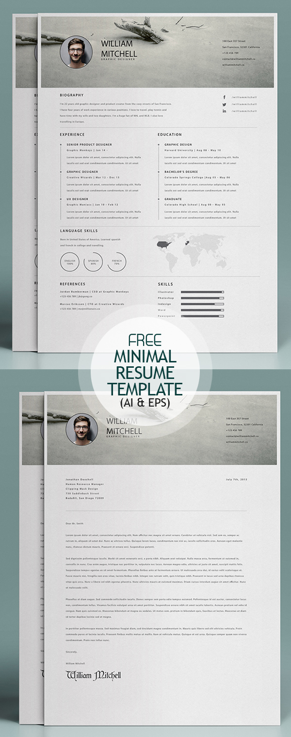 Free Minimal Resume Template (Ai & EPS)