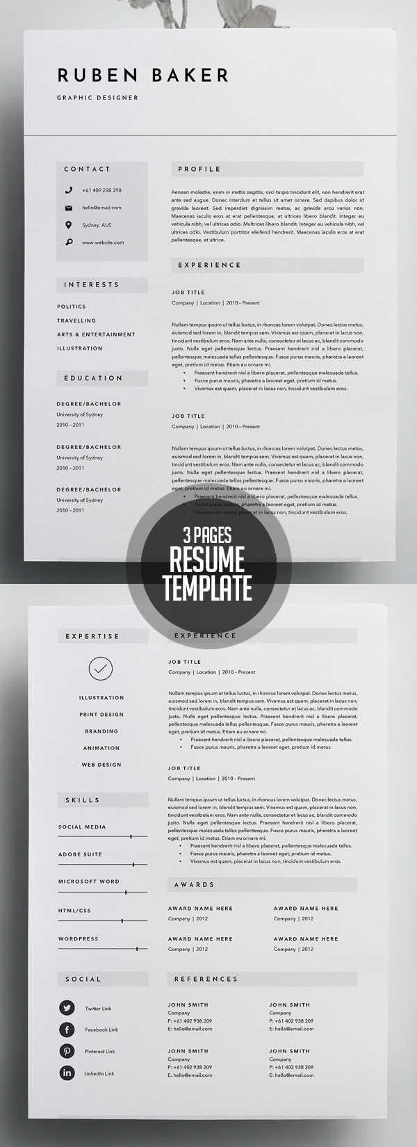 new simple  clean cv    resume templates