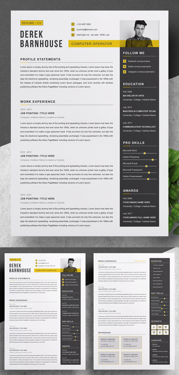 Professional CV / Resume Templates with Cover Letters