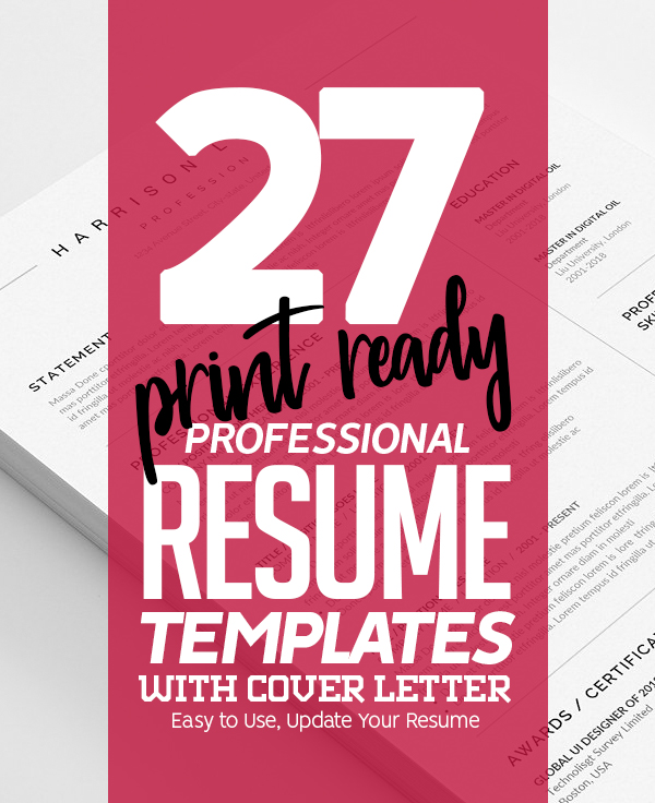 27 Professional Resume Templates with Cover Letters