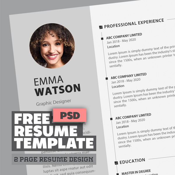 Free CV / Resume Template PSD