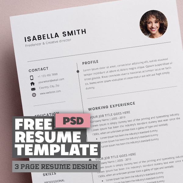 Free Resume Template 3 Page – CV Template
