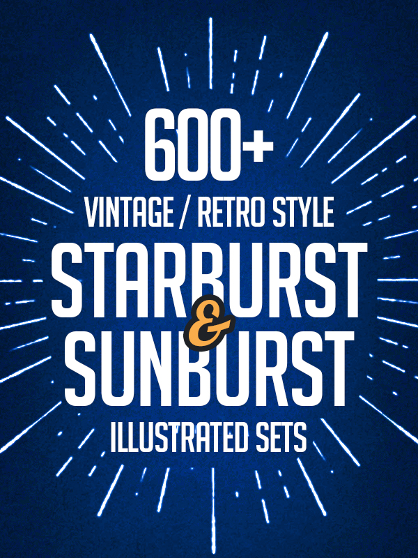 600+ Vintage / Retro Starburst and Sunburst Illustrated Sets