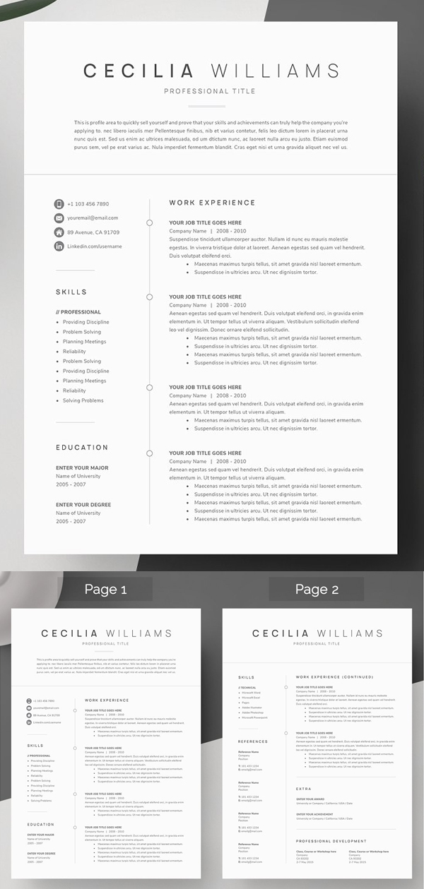 21 Professional Cv Resume Templates With Matching Cover Letter Design Graphic Design Junction