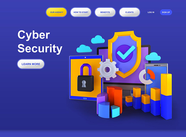 Cyber Security 3D Illustration Landing Page