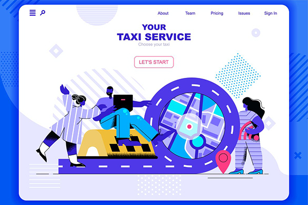 Taxi Service Flat Concept Landing Page Header