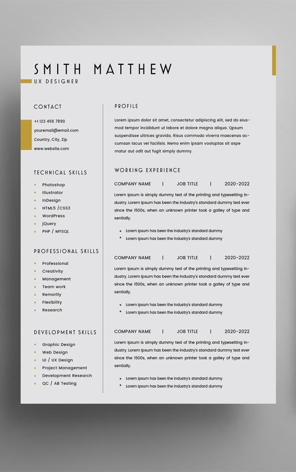 Free 2 Pages CV Resume Template + Cover Letter (PSD) Freebies