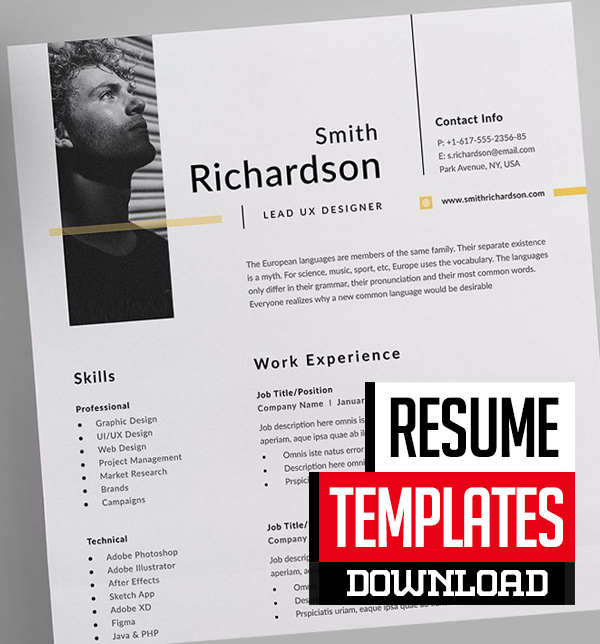 15 Professional CV / Resume Templates Download