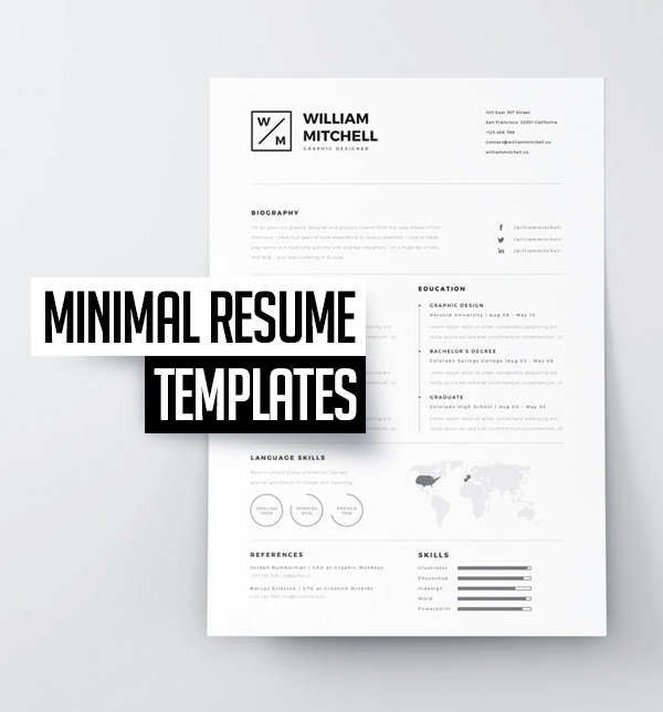 25 Clean Minimal Resume Templates Design