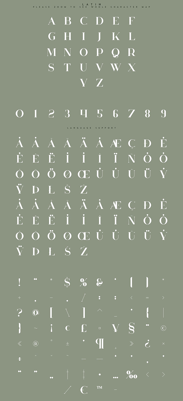 Huova Serif Font Letters