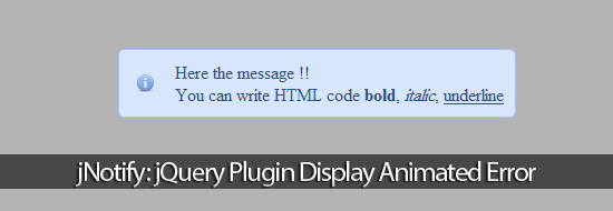 jNotify: jQuery Plugin Display Animated Error and Info Boxes