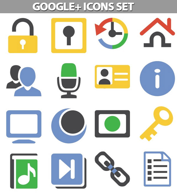 Google+ Interface Icons Set