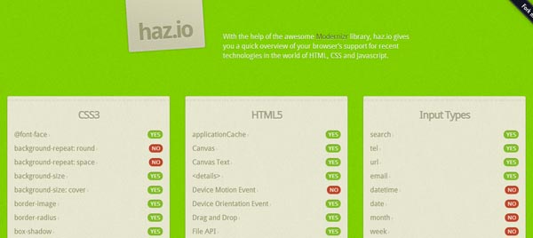Check Your Browser HTML5 & CSS3 Capabilities With  Hazio