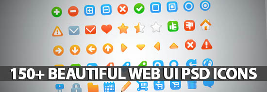 150+ Beautiful Web UI PSD Icons