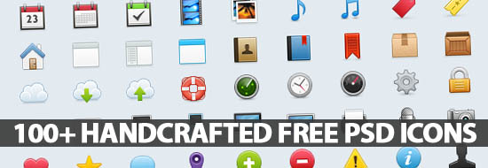 100+ Handcrafted Free PSD Icons
