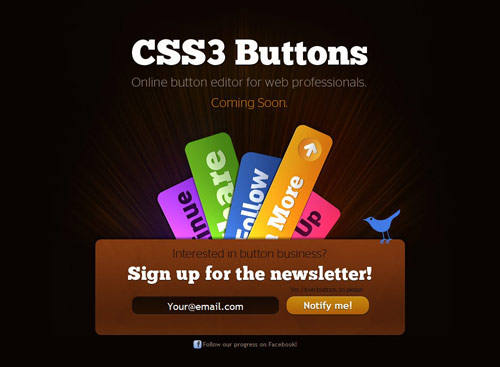 CSS3 Buttons Coming Soon Page Design