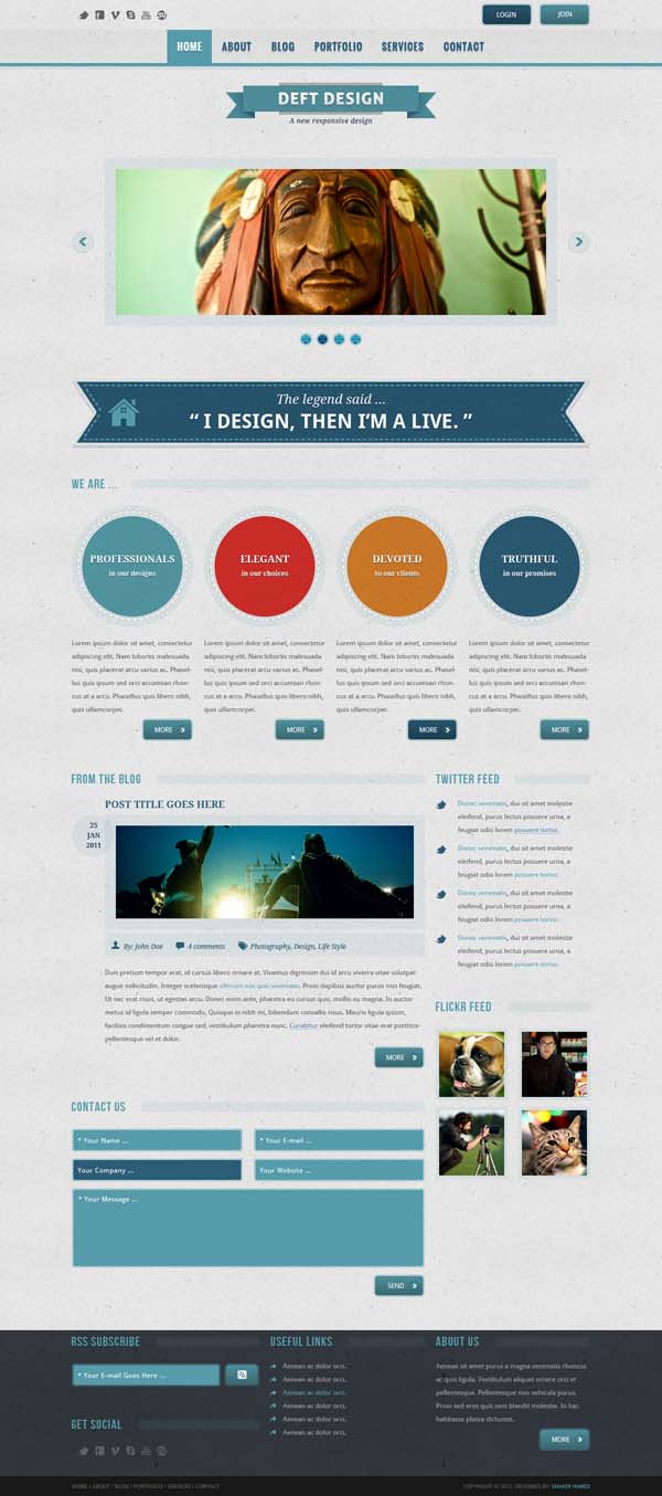 Deft Design - PSD Template web interface design