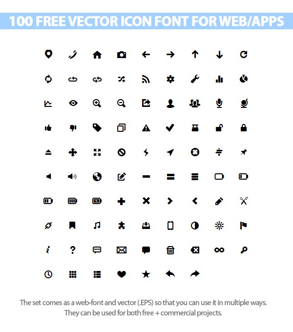 free vector icon font for web and apps