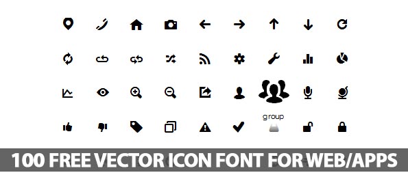 Free Vector Icons Font For Web and Apps (100 Icons)