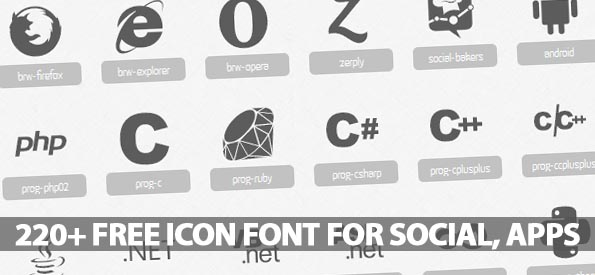 220+ Free Icon Font Of Social Networking, Frameworks & Apps Designing: Pictonic Font Icons
