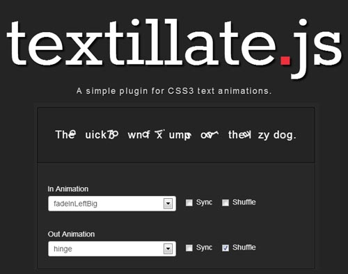 Textillate: CSS Text Animations jQuery Plugin