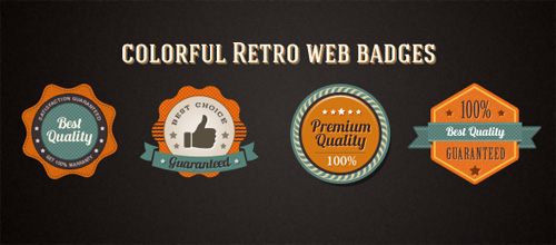 Colorful Retro Web Badges [Free]