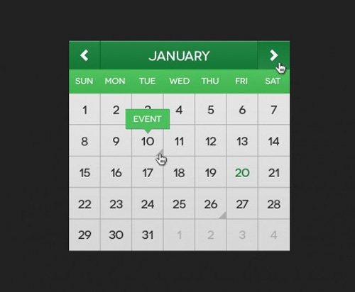 Flat Mini Calendar (PSD)