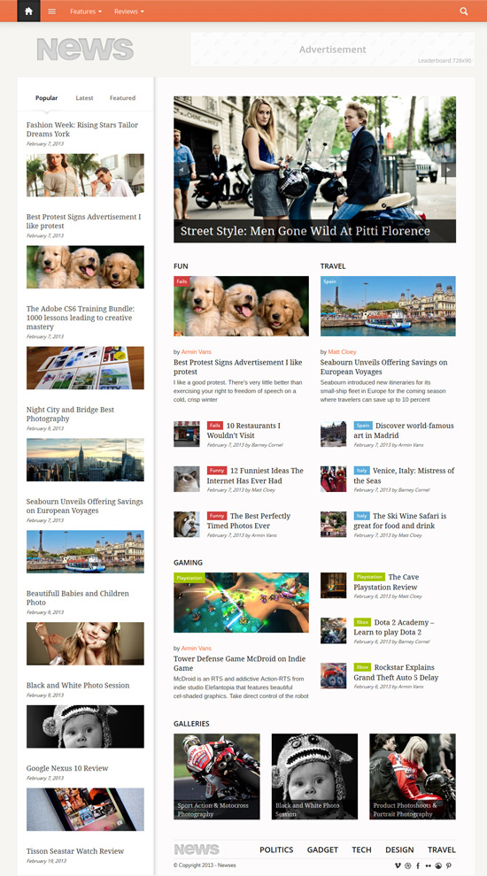 Newses - Magazine Style WordPress Theme