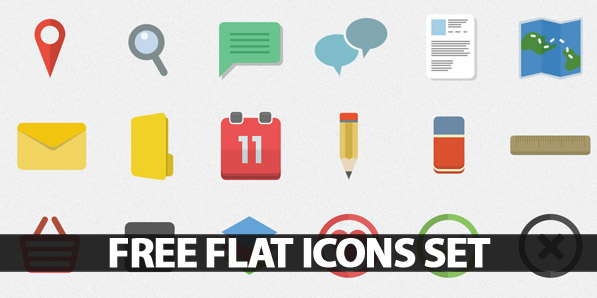 Free Flat Icons Set for Websites, Apps and Infographics