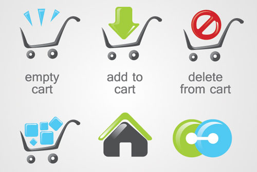 E-Commerce Shopping Cart Icons Vector Graphics