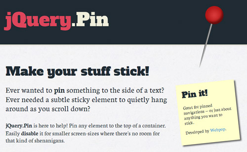 jQuery.Pin: Easily Make Your Side Navigation Stick