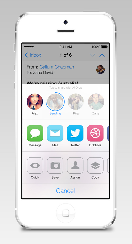 iOS7 AirDrop/Share Redesign