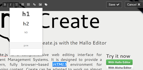 Create.js: HTML5 Web Editing Interface for Content Management Systems