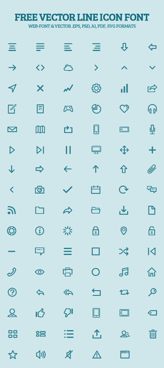 Free Vector Line Icon Font Preview
