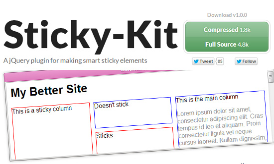 Sticky-Kit: jQuery plugin for Making Smart Sticky Elements