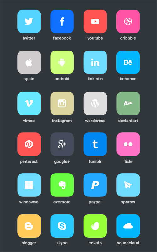 24 Free Flat Social Icons