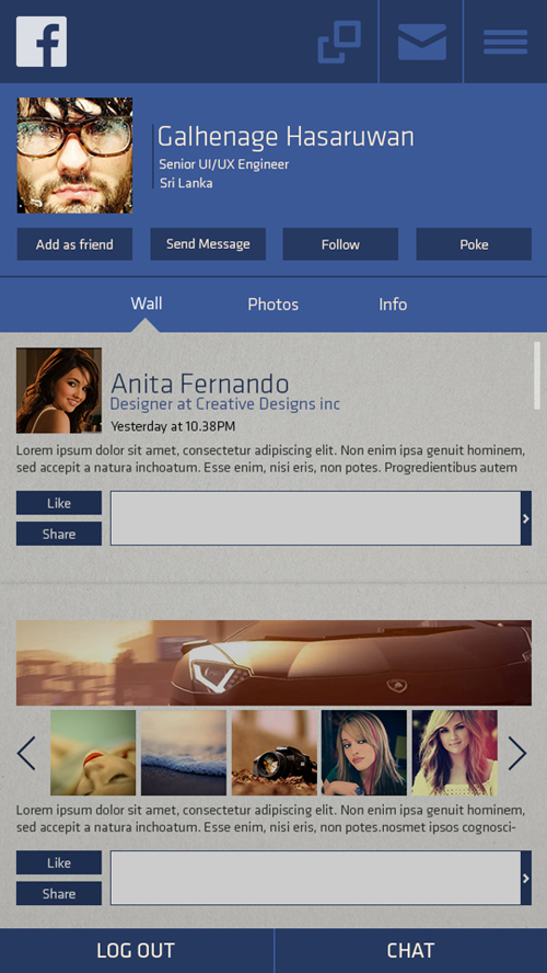 FaceBook Mobile UI Redesign for Inspiration