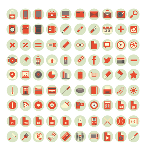 Red flat style icons