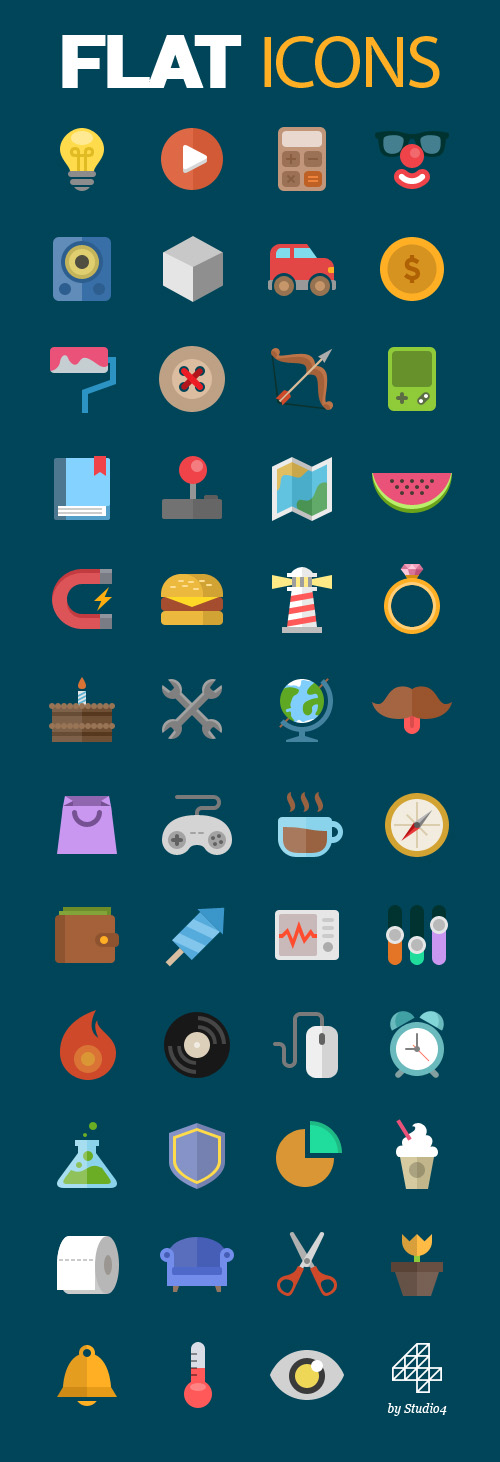 Free flat icons (Vector PSD)