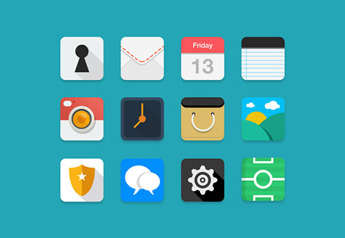 Flat & Coloured PSD Icons