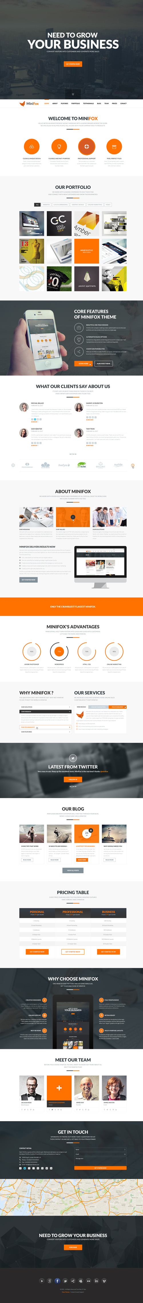 MiniFox | One Page Multi-Purpose PSD Template